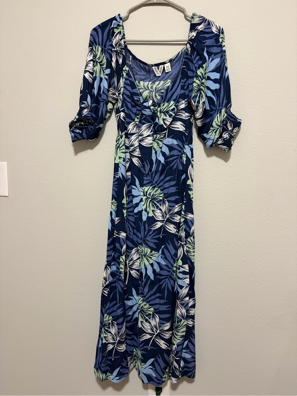 ROXY Navy Blue Tropical Floral Midi Dress